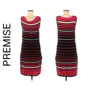 Premise Striped Bright Dress Pink Red Orange Black XSMALL